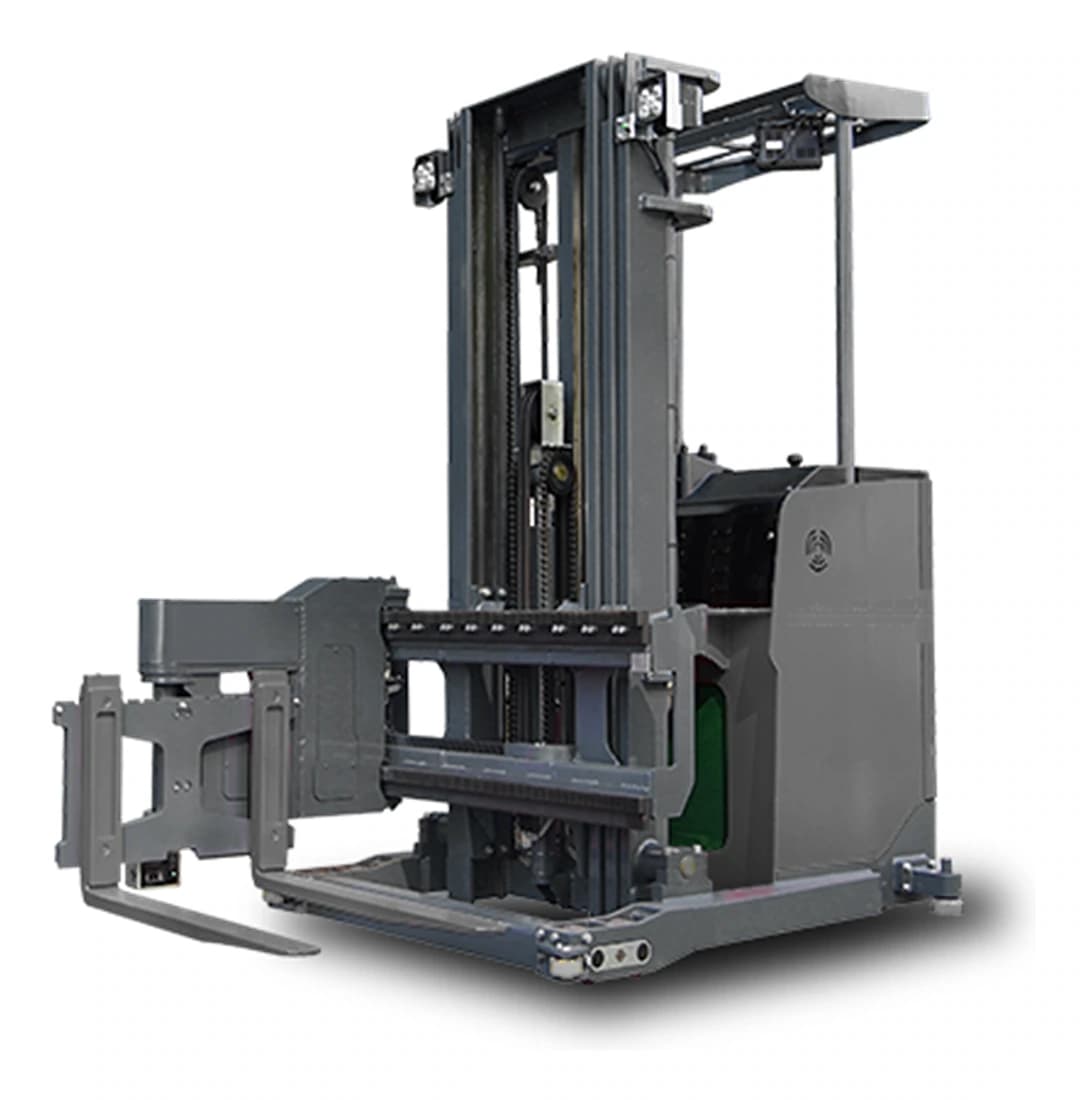 SF-800M stand-on three-way VNA stacker forklift, 0.8 tonne