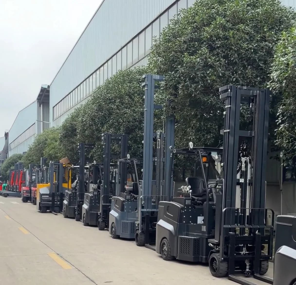 Fleet staged for container loading